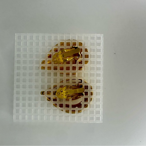 Vintage 3” Enamel Gold-Tone Pink Funky Oversized Leaf Clip Earrings - Picture 2 of 7